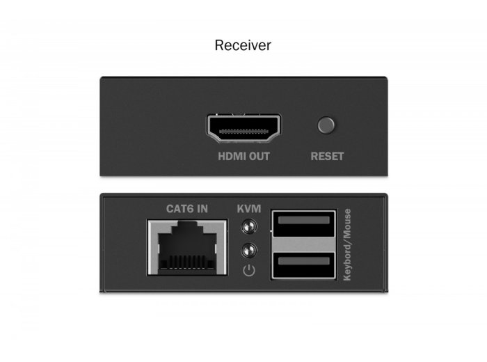 Przedłużacz (extender) po skrętce kat.6 HDMI 4K/30Hz z KVM USB 1.1 do 40m/70m, max. 253 odbiorniki, sterowanie IR - zestaw (odbiornik/nadajnik)