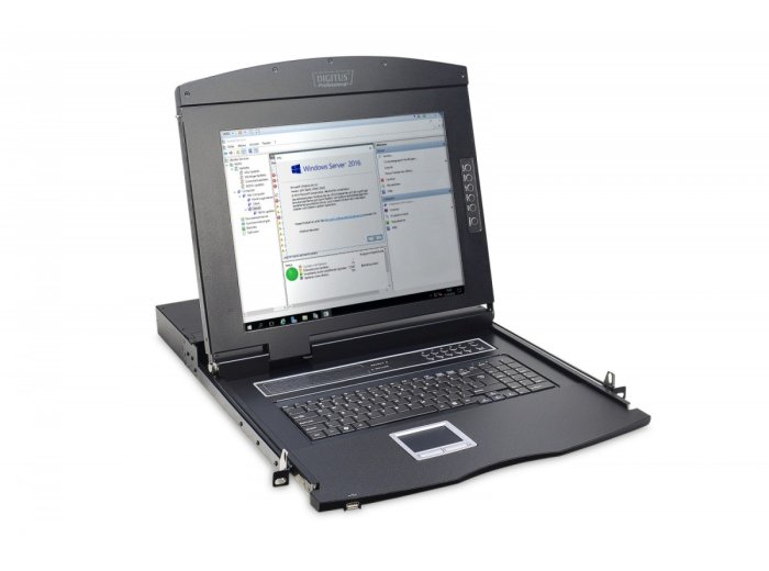 Konsola 17 LCD z touchpad KVM 8 portów 1U komplet kabli (8xDS-19231) klawiatura US