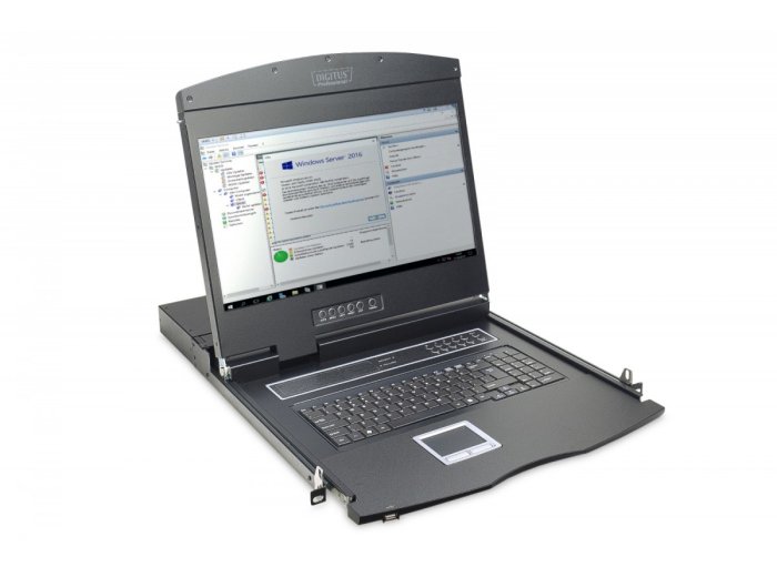 Konsola 19 LCD z touchpad KVM 8 portów 1U komplet kabli (8xDS-19231) klawiatura US