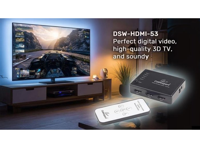 Przełącznik HDMI z pilotem - pięć nadajników jeden odbiornik