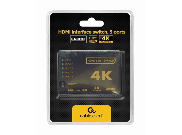 Przełącznik HDMI z pilotem - pięć nadajników jeden odbiornik