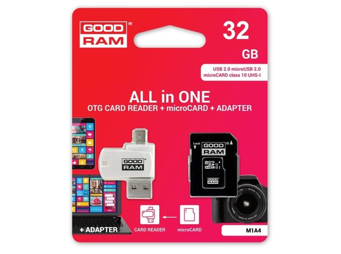 Karta pamięci microSDHC 32GB CL10 + Adapter + Czytnik
