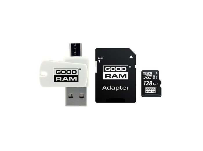 Karta pamięci microSDHC 128GB CL10 + adapter + czytnik