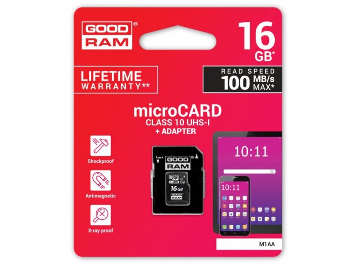 Karta pamięci microSDHC 16GB CL10 + adapter