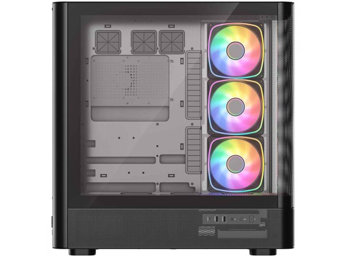 Obudowa VOLCANO AQ300 MID RGB GLASS 4 wentylatory czarna