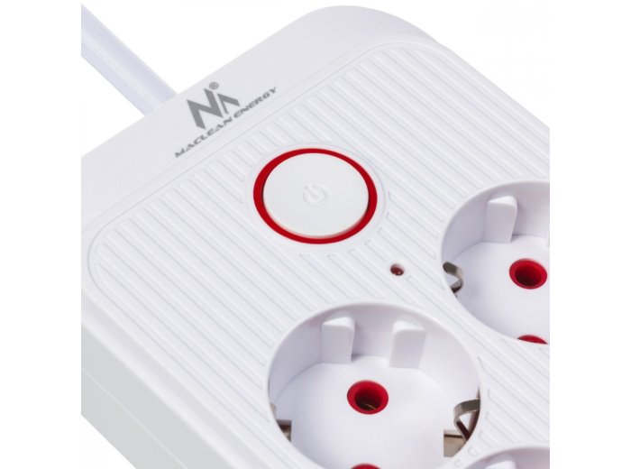 Listwa zasilająca MCE389 W 6 gniazd 4xUSB-A 1xUSB-C 110-240V, AC 50/60Hz, 2.1A max 2500W biała