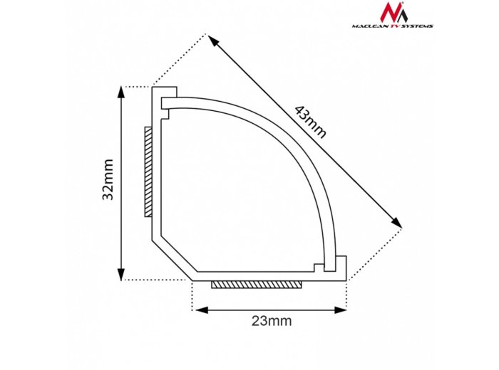 Listwa maskująca kanał kablowy 1.5m 43x23 mm Biała MCTV-575 z taśmą