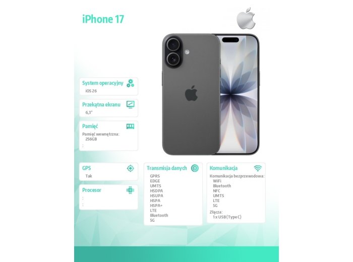 iPhone 17 256GB Czarny