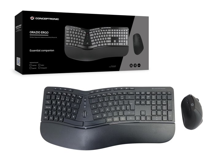 Conceptronic ORAZIO02PT klawiatura Dołączona myszka Biuro RF Wireless QWERTY Portugalski Czarny