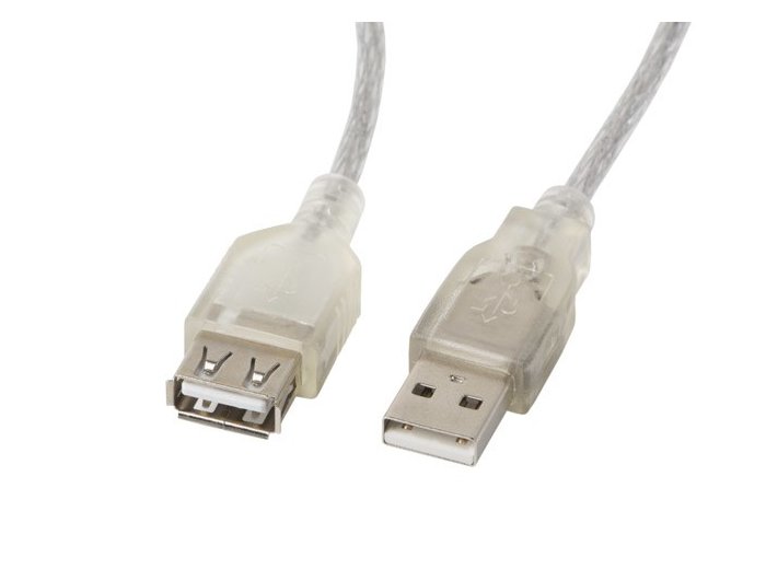 Kabel Lanberg CA-USBE-12CC-0018-TR (USB 2.0 M - USB 2.0 F; 1,8m; kolor biały)