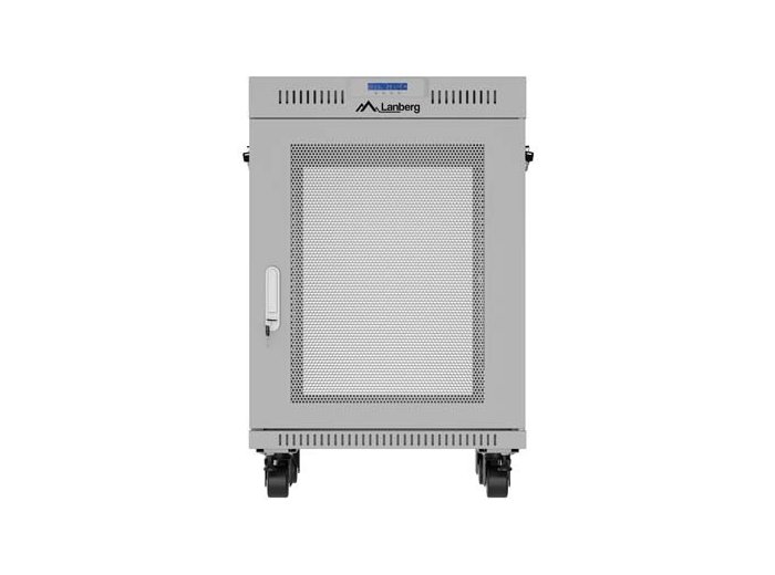 Szafa instalacyjna rack stojąca 19 cali 15U 600x600 drzwi perforowane LCD (Flat pack) szara