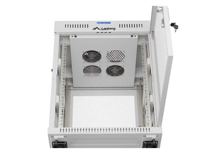 Szafa instalacyjna rack stojąca 19 cali 15U 600x600 drzwi perforowane LCD (Flat pack) szara