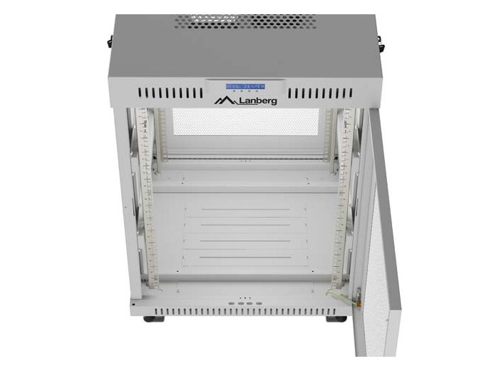 Szafa instalacyjna rack stojąca 19 cali 15U 600x600 drzwi perforowane LCD (Flat pack) szara