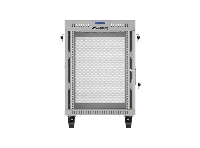 Szafa instalacyjna rack stojąca 19 cali 15U 600x600 drzwi perforowane LCD (Flat pack) szara