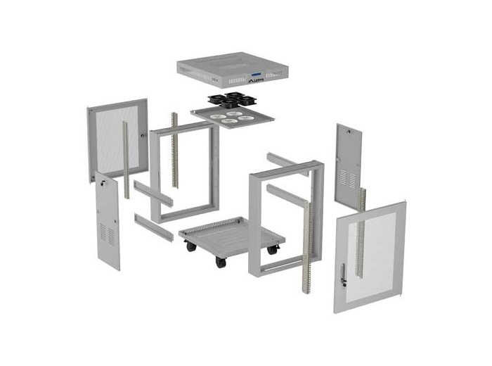 Szafa instalacyjna rack stojąca 19 cali 15U 600x800 drzwi perforowane LCD (Flat pack) szara