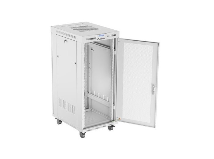 Szafa instalacyjna rack stojąca 19 cali 27U 600x800 drzwi perforowane LCD szara (Flat pack)