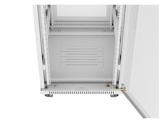 Szafa instalacyjna rack stojąca 19 cali 27U 600x800 drzwi perforowane LCD szara (Flat pack)