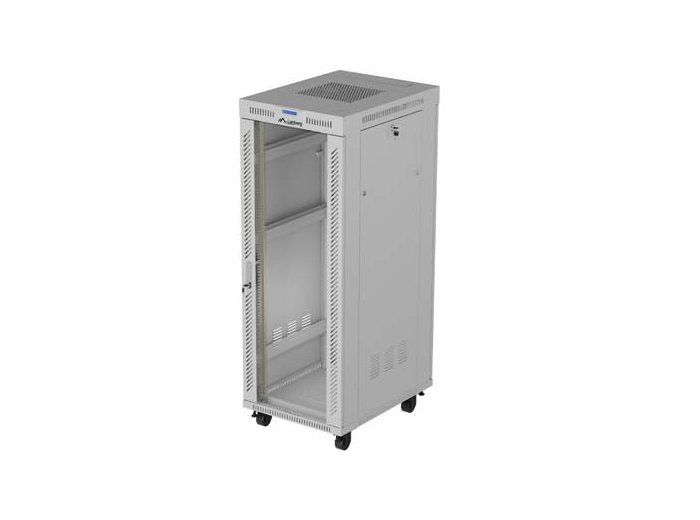 Szafa instalacyjna rack stojąca 19" 32U 600x800 szara drzwi     przeszkolne  LCD ( Flat pack)