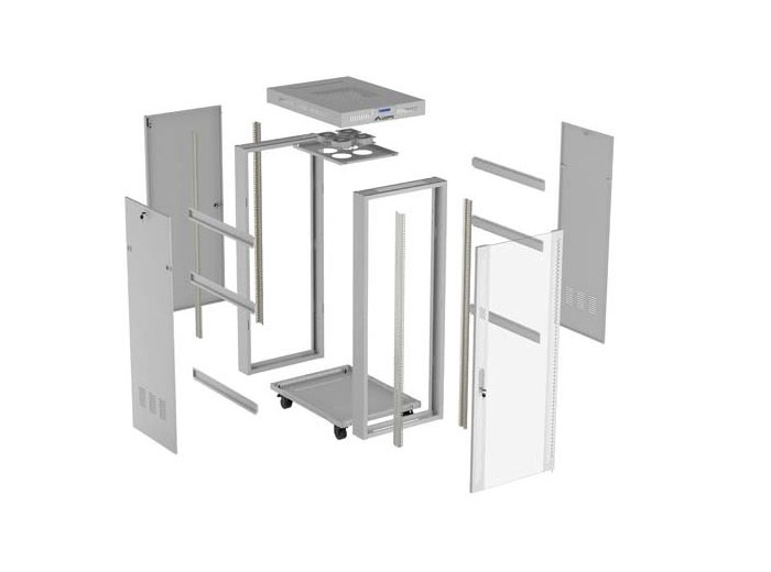 Szafa instalacyjna rack stojąca 19" 32U 600x800 szara drzwi     przeszkolne  LCD ( Flat pack)