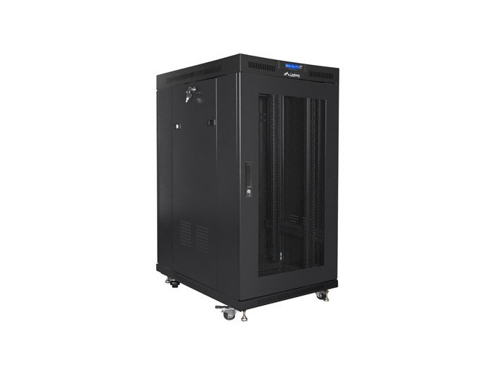 Szafa stojąca 19 cali 22U 800x1000 drzwi perforowane LCD (flat pack) V2 czarna