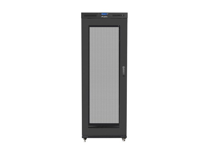 Szafa stojąca rack 19 cali 42U 800x1200 czarna drzwi perforowane LCD (flat pack) V2