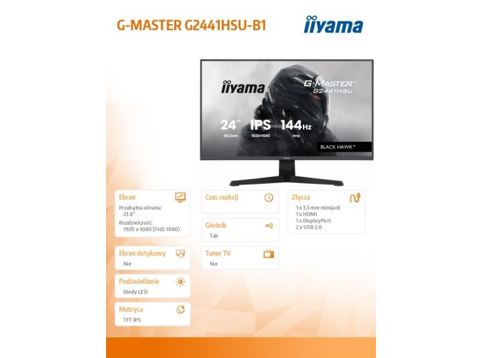 MONITOR IIYAMA LED IPS 23,8" G2441HSU-B1 Black Hawk 144Hz