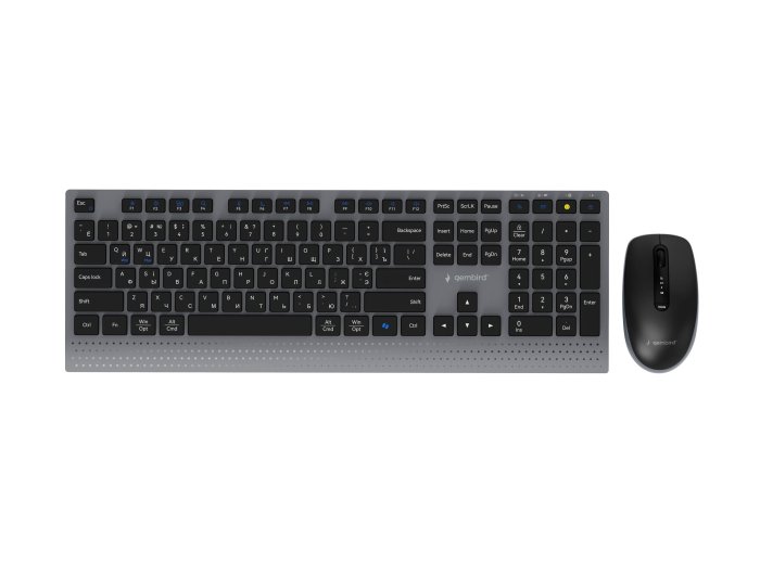 GEMBIRD BEZPRZEWODOWY ZESTAW KLAWIATURY + MYSZ DUAL MODE, 2.4 GHZ + BT, SLIM, UKŁAD RU, KOLOR CZARNY