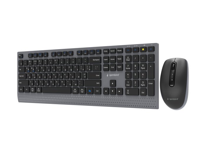GEMBIRD BEZPRZEWODOWY ZESTAW KLAWIATURY + MYSZ DUAL MODE, 2.4 GHZ + BT, SLIM, UKŁAD RU, KOLOR CZARNY