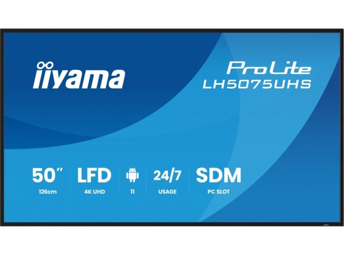 Monitor 50 cali LH5075UHS-B2AG,24/7,VA,ANDROID.11,4K,500cd,3xHDMI,DP, RJ45,2x10W,2xUSB,WiFi,4/32GB,24/7,A311D2, full daisy chain,                    i