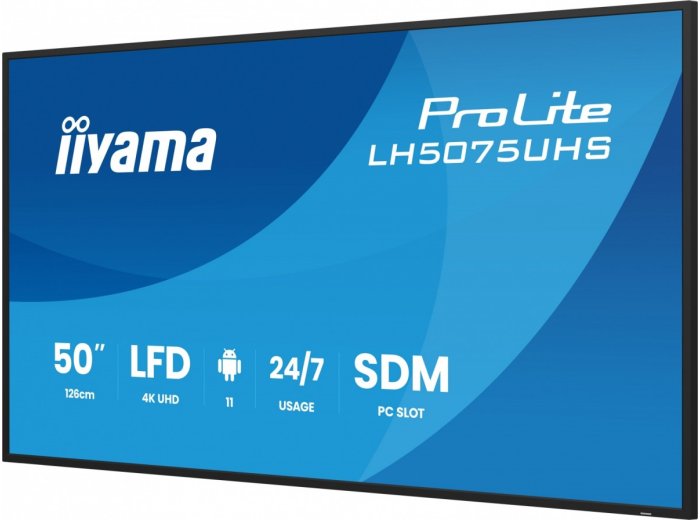 Monitor 50 cali LH5075UHS-B2AG,24/7,VA,ANDROID.11,4K,500cd,3xHDMI,DP, RJ45,2x10W,2xUSB,WiFi,4/32GB,24/7,A311D2, full daisy chain,                    i