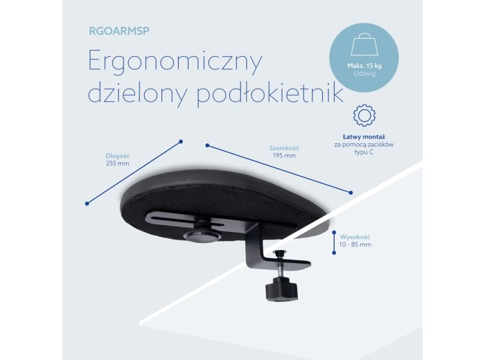 Podłokietnik ergonomiczny SPLIT/BLACK RGOARMSP R-GO TOOLS