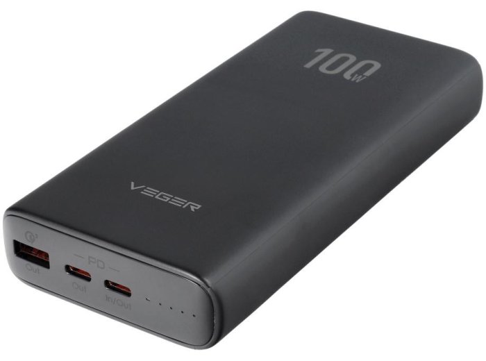 VEGER T100 bank mocy Litowo-jonowa (Li-Ion) 20000 mAh Czarny