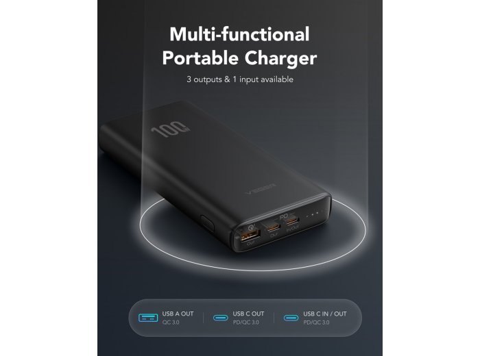VEGER T100 bank mocy Litowo-jonowa (Li-Ion) 20000 mAh Czarny