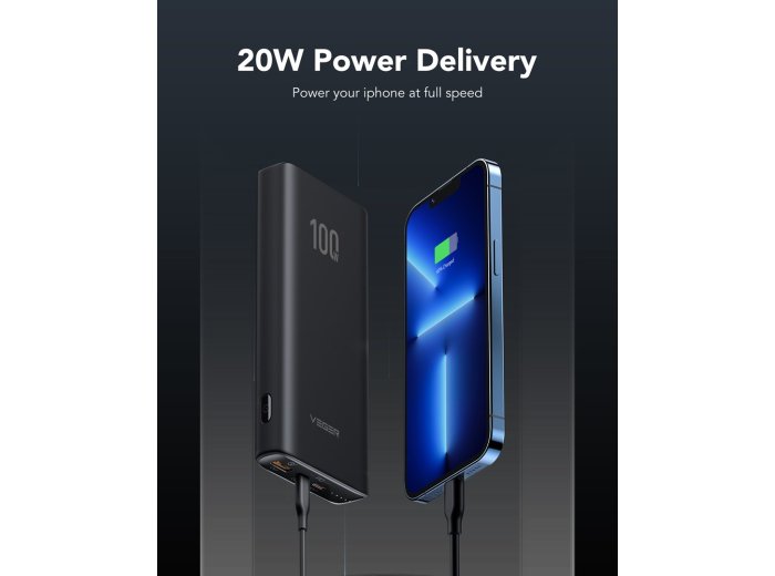 VEGER T100 bank mocy Litowo-jonowa (Li-Ion) 20000 mAh Czarny