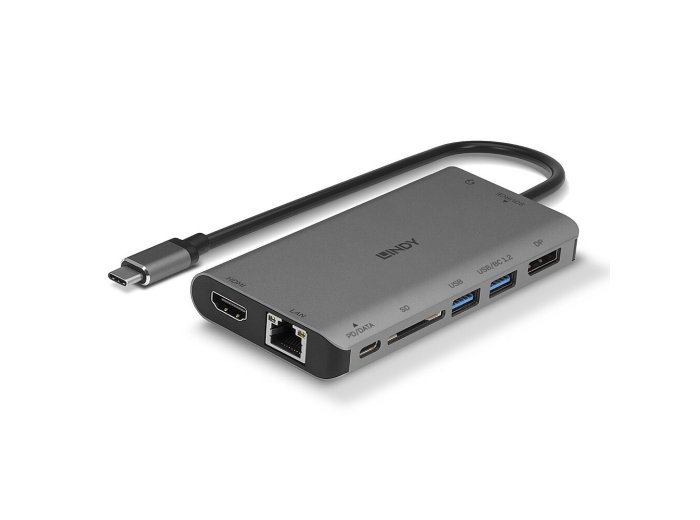 Lindy 43323 stacja dokująca Przewodowa USB 3.2 Gen 1 (3.1 Gen 1) Type-C Czarny, Szary
