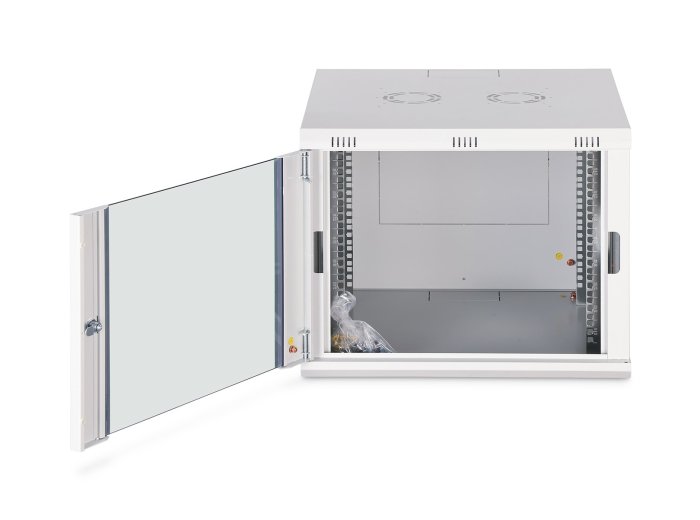 Szafa sieciowa wisząca DYNAmic 19" 9U rack 600x600, drzwi szyba, szary, niedzielona, złożona, 60kg