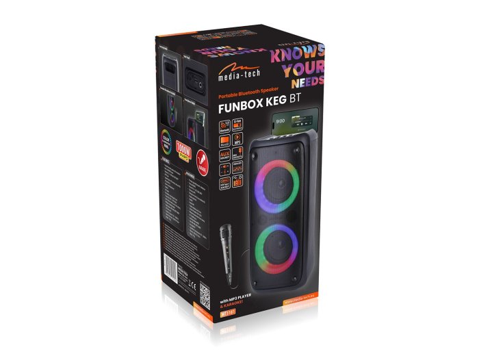 Głośnik FUNBOX BT MT3181 Bluetooth 5.0/TWS/MP3/MicroSD/USB/AUX/Equalizer/Jack 6.3/RGB/USB-C/ RMS 40W/PMPO 1000W