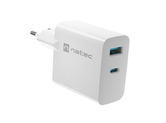 Ładowarka sieciowa Ribera GAN 1X USB-A + 1X USB-C 45W Biała