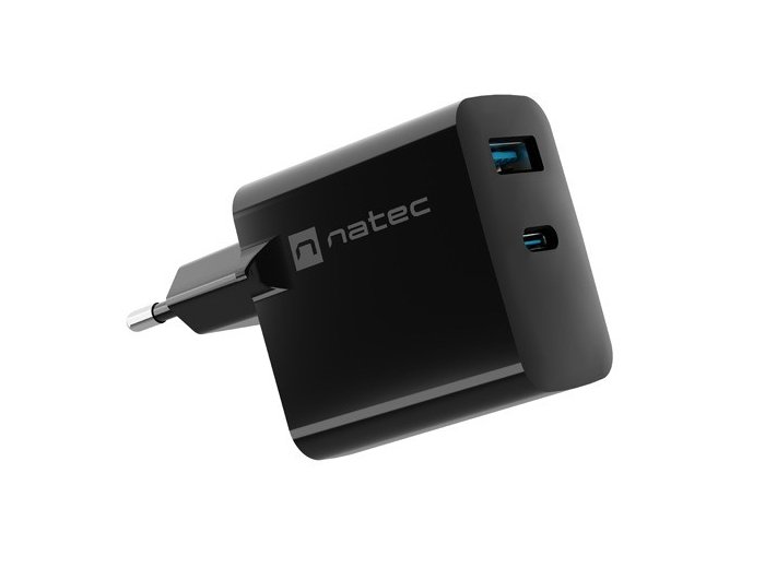 Ładowarka sieciowa Ribera GAN 1X USB-A + 1X USB-C 45W Czarna
