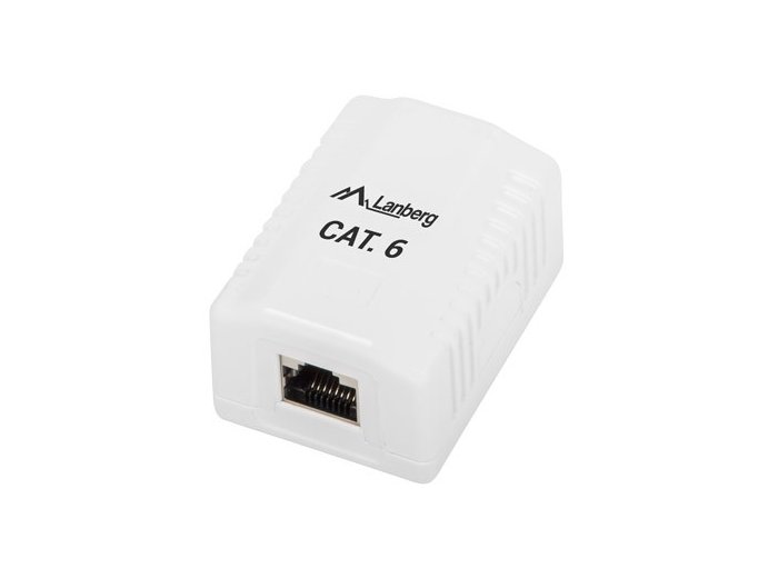 Gniazdo natynkowe 1x RJ45 Kat.6 białe ekranowane