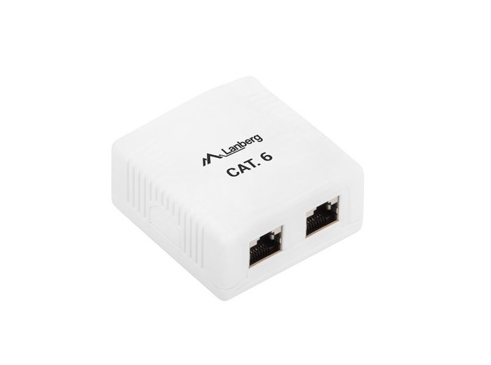 Gniazdo natynkowe 2x RJ45 Kat.6 białe ekranowane