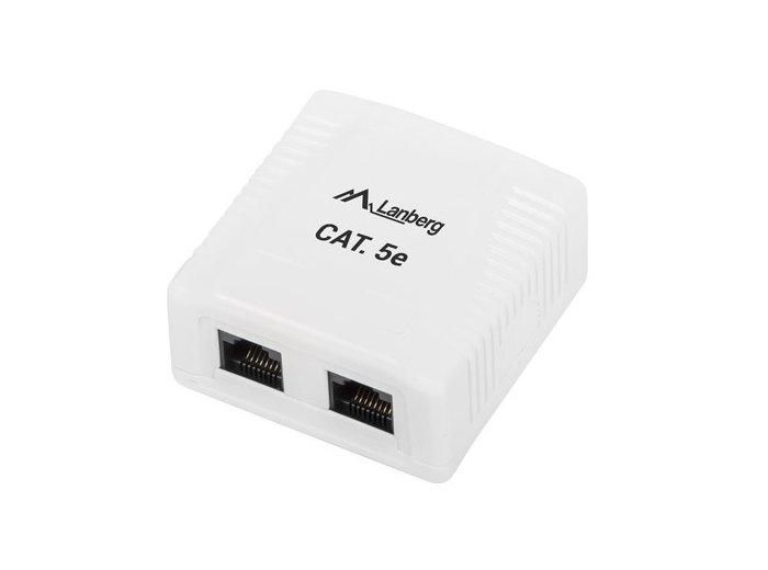 Gniazdo natynkowe 2x RJ45 Kat.5E białe