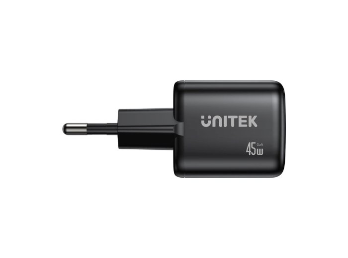 UNITEK ŁADOW. SIECIOWA 2X GAN 45W, 2XUSB-C PD 3.0, QC, CZARNA
