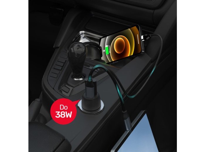 UNITEK ŁADOWARKA SAMOCHODOWA 38W, USB-A USB-C, QC3.0, P1400A