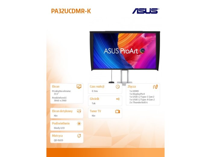 Monitor 31.5 cala PA32UCDMR-K 4K UHD 240Hz HDMI USB-C