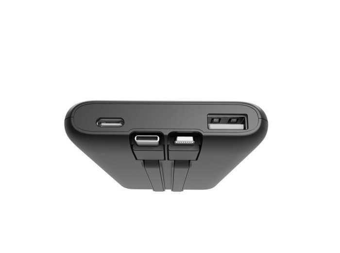 PowerBank 10000mAh ze zintegrowanymi kablami, LCD, QC3.0 20W, czarny