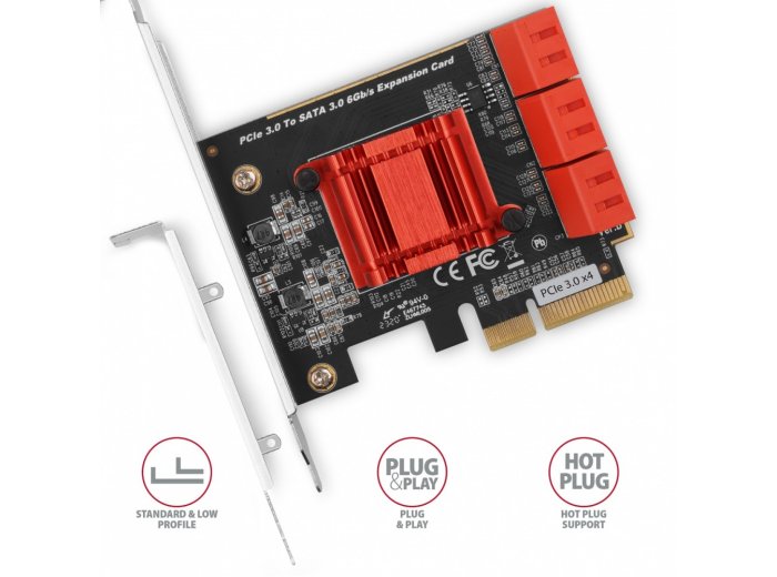 PCES-SA6 Kontroler PCIe 6x wewnętrzny port SATA 6G, ASM1166, SP & LP
