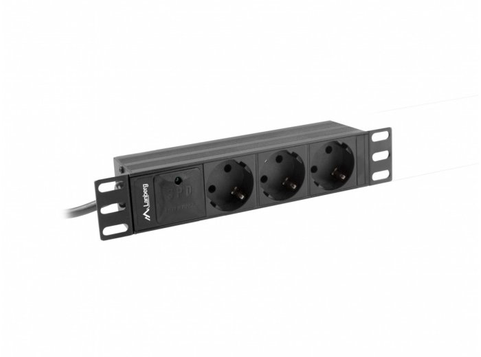 Listwa zasilająca Rack PDU 10 cali 1U 3x Schuko 2m 10A czarna C14