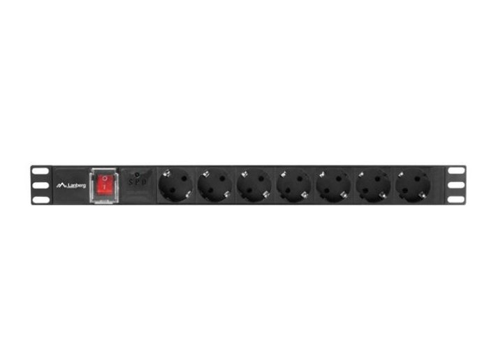 Listwa zasilająca Rack PDU 19" 1U 10A 7X SCHUKO 2m czarny C14