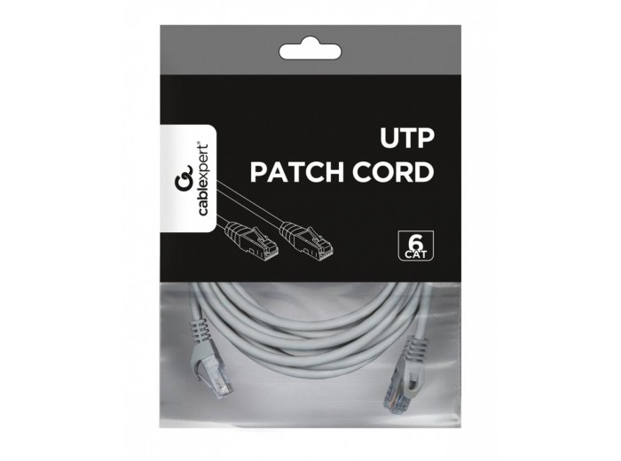 Patch cord UTP kat.6 5m szary